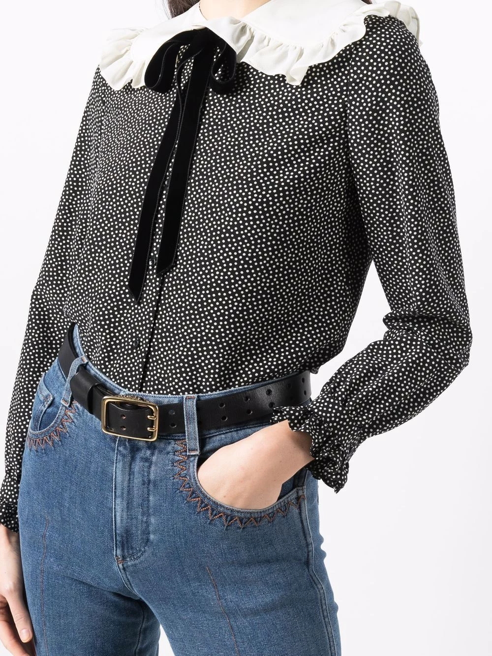 Saint Laurent Peter Pan-collar polka-dot blouse