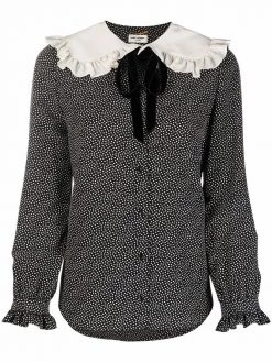 Saint Laurent Peter Pan-collar polka-dot blouse