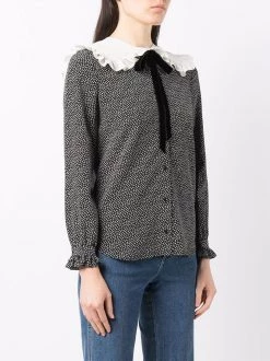 Saint Laurent Peter Pan-collar polka-dot blouse