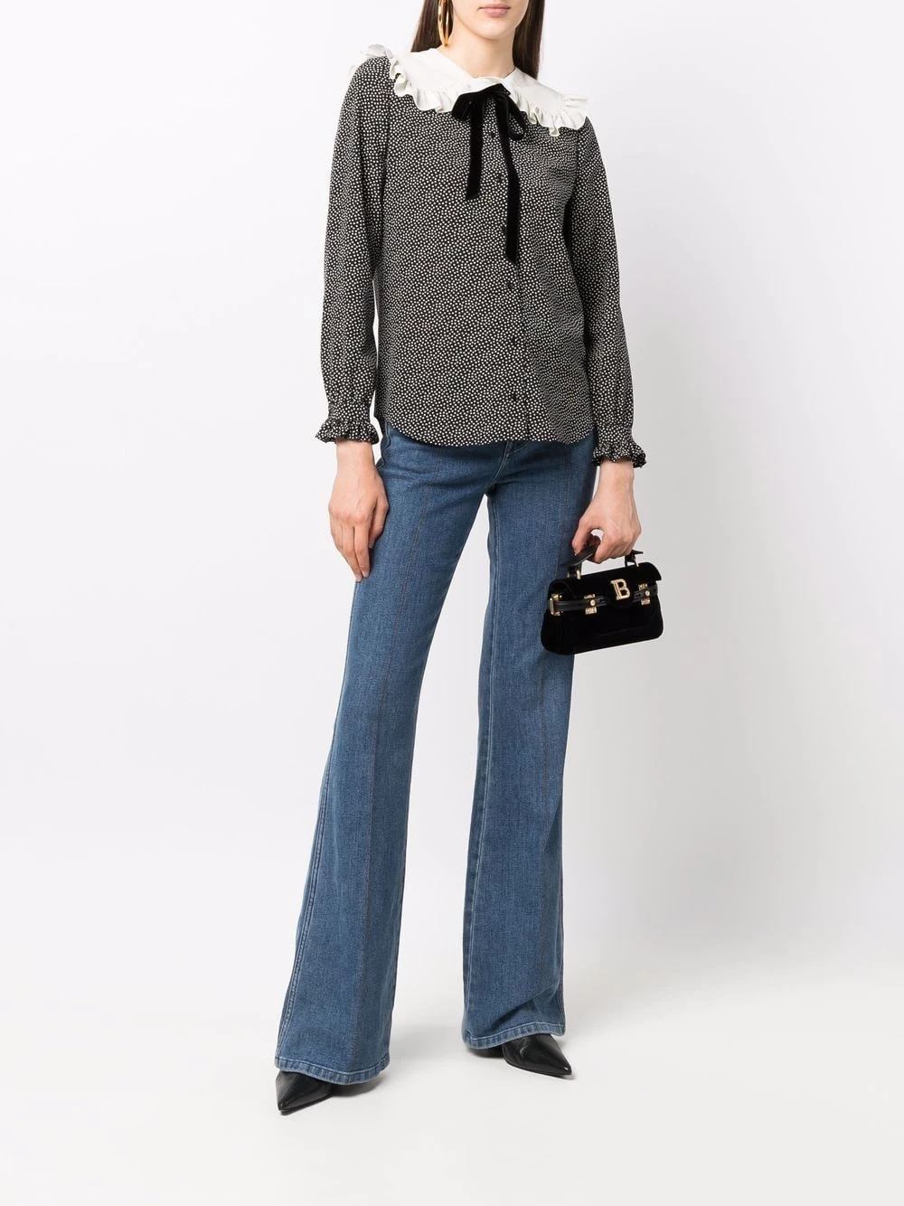 Saint Laurent Peter Pan-collar polka-dot blouse