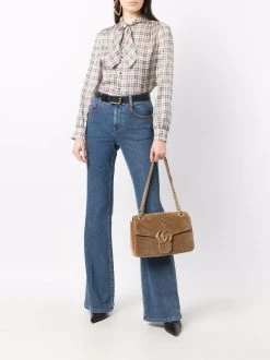 Saint Laurent pussy-bow checked blouse