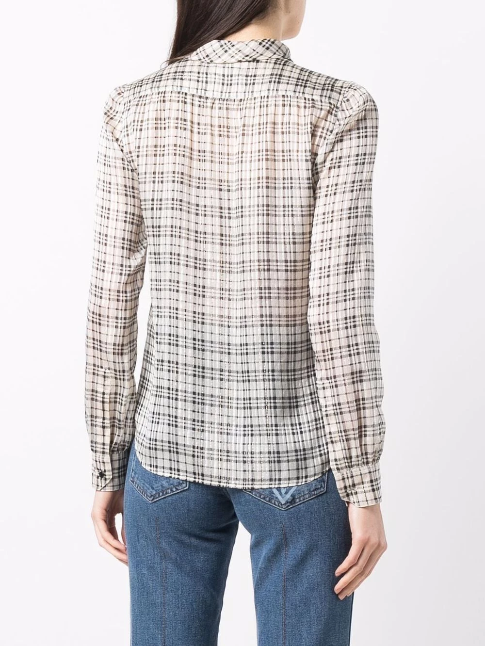 Saint Laurent pussy-bow checked blouse