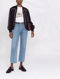 Saint Laurent polka dot monogram-print bomber jacket