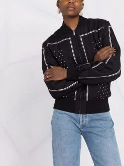 Saint Laurent polka dot monogram-print bomber jacket