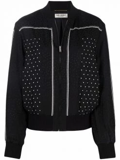 Saint Laurent polka dot monogram-print bomber jacket