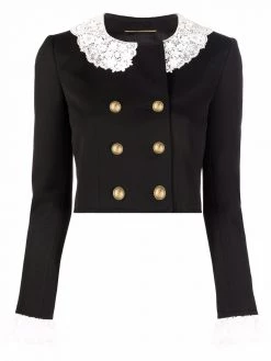Saint Laurent lace-trim cropped jacket
