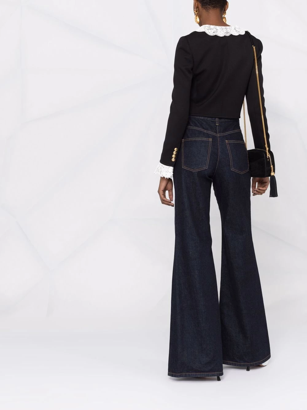 Saint Laurent lace-trim cropped jacket