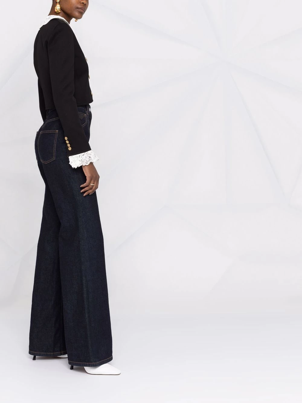 Saint Laurent lace-trim cropped jacket