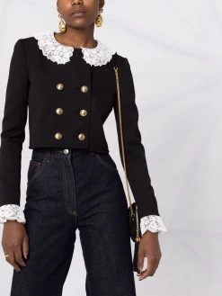 Saint Laurent lace-trim cropped jacket