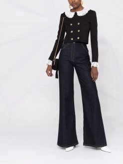 Saint Laurent lace-trim cropped jacket