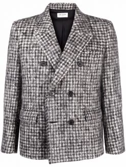 Saint Laurent houndstooth-pattern double-breasted blazer