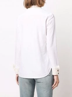 Saint Laurent lace-trim striped shirt