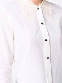 Saint Laurent lace-trim striped shirt