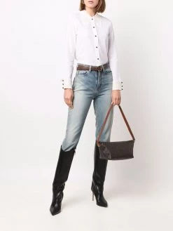 Saint Laurent lace-trim striped shirt