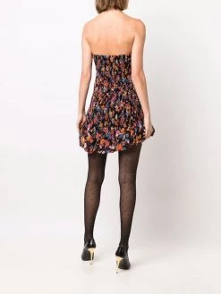 Saint Laurent floral-print strapless dress