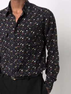 Saint Laurent star-print press-stud shirt