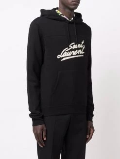 Saint Laurent logo-print cotton hoodie