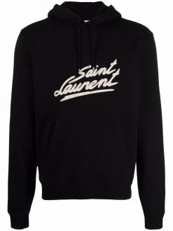 Saint Laurent logo-print cotton hoodie