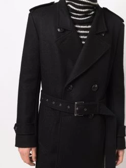 Saint Laurent belted double-breasted coat