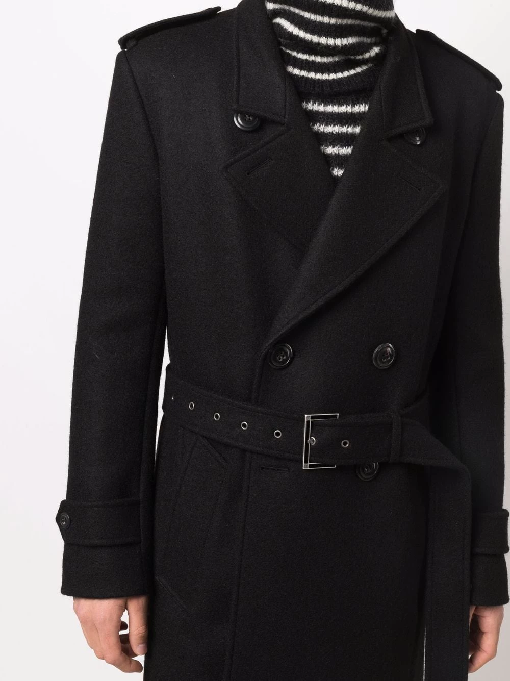 Saint Laurent belted double-breasted coat