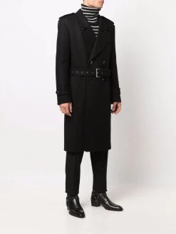 Saint Laurent belted double-breasted coat