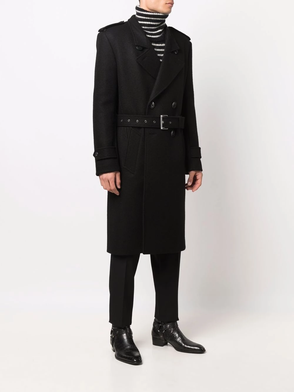 Saint Laurent belted double-breasted coat