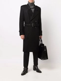 Saint Laurent belted double-breasted coat