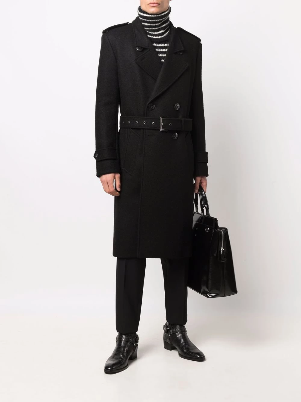 Saint Laurent belted double-breasted coat