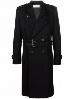 Saint Laurent belted double-breasted coat