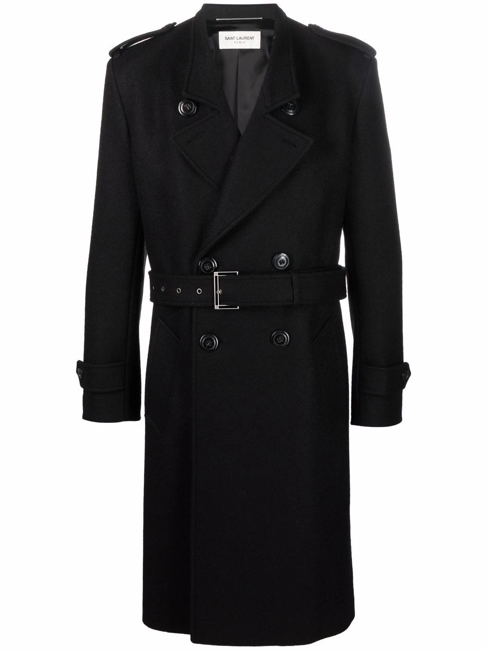 Saint Laurent belted double-breasted coat