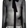 Saint Laurent pussy-bow sheer blouse