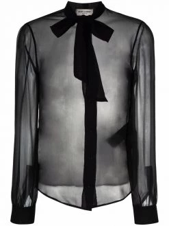 Saint Laurent pussy-bow sheer blouse