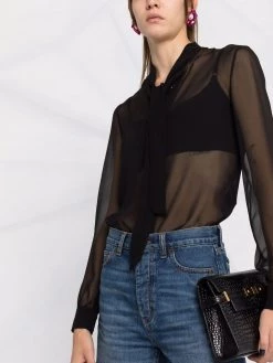 Saint Laurent pussy-bow sheer blouse