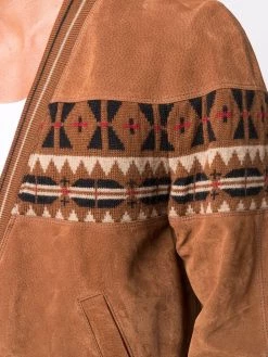 Saint Laurent geometric-pattern leather jacket