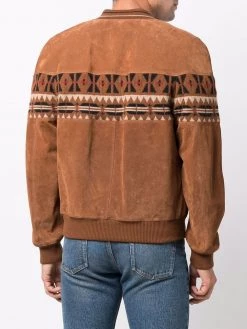 Saint Laurent geometric-pattern leather jacket