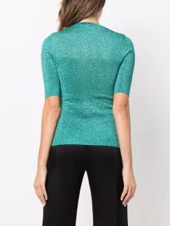 Saint Laurent short-sleeved metallic knit top