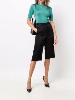 Saint Laurent short-sleeved metallic knit top