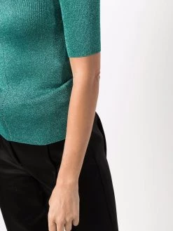 Saint Laurent short-sleeved metallic knit top