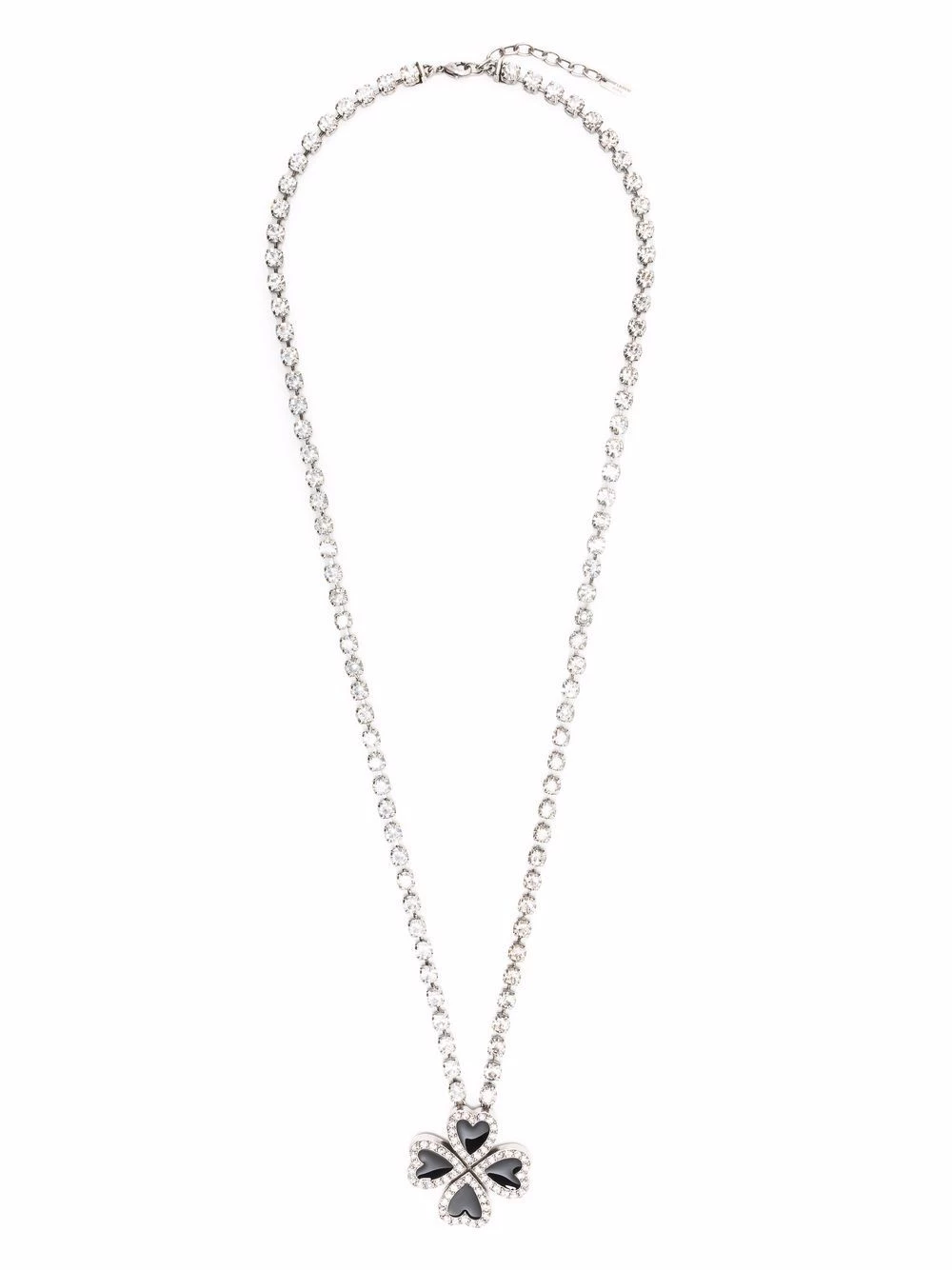 Saint Laurent Crystal Heart Clover enamel necklace