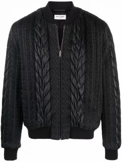 Saint Laurent cable-effect teddy jacket