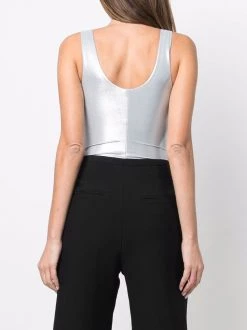 Saint Laurent metallic scoop-neck sleeveless bodysuit