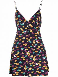 Saint Laurent lip-print V-neck mini dress