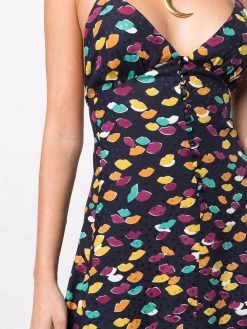 Saint Laurent lip-print V-neck mini dress