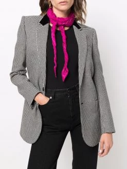 Saint Laurent patterned-jacquard logo-plaque scarf