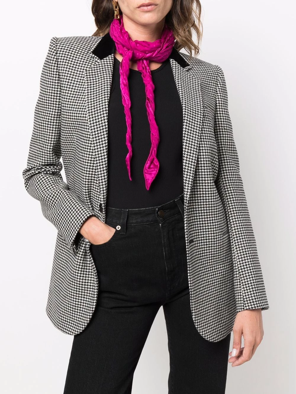 Saint Laurent patterned-jacquard logo-plaque scarf