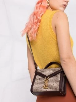Saint Laurent mini Cassandra tweed tote bag
