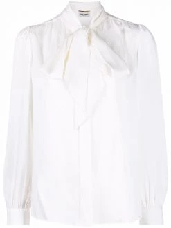 Saint Laurent pussy-bow collar silk blouse