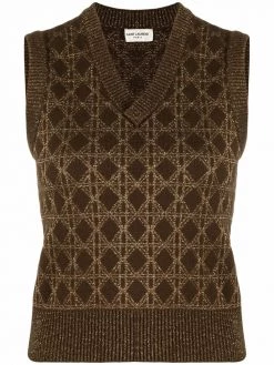 Saint Laurent metallic threading knitted vest