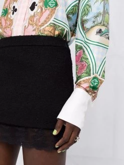 Saint Laurent lace-trim bouclé miniskirt