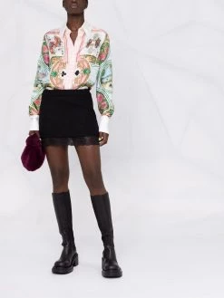 Saint Laurent lace-trim bouclé miniskirt